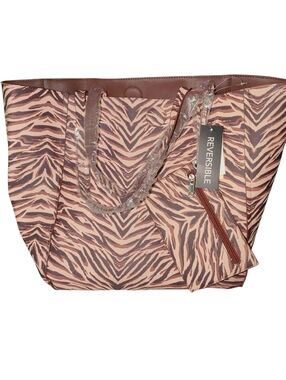 NWT Reversible Brown Animal print PVC Shoulder tote  Bag